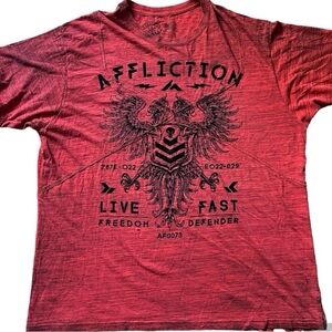 Affliction Live Fast Freedom Defender T-Shirt Mens Size 4XL Red Short Sleeve